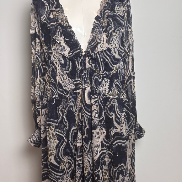 ANTHROPOLOGIE PRINTER JOHNSON Long Sleeve V-neck midi dress NWT 2x - Picture 7 of 9